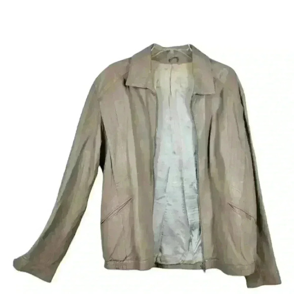 VINTAGE EUO SKIN Leather Men 90's Jacket Silk LINER Inside & Side Pocket size Lg - Picture 2 of 7
